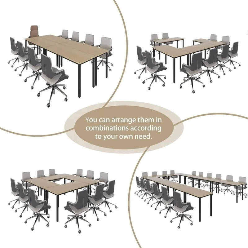 4PCS 8FT Conference Table Set for Computer Desk, Study, Writing, and Podcast Activities, Ideal for 10 People