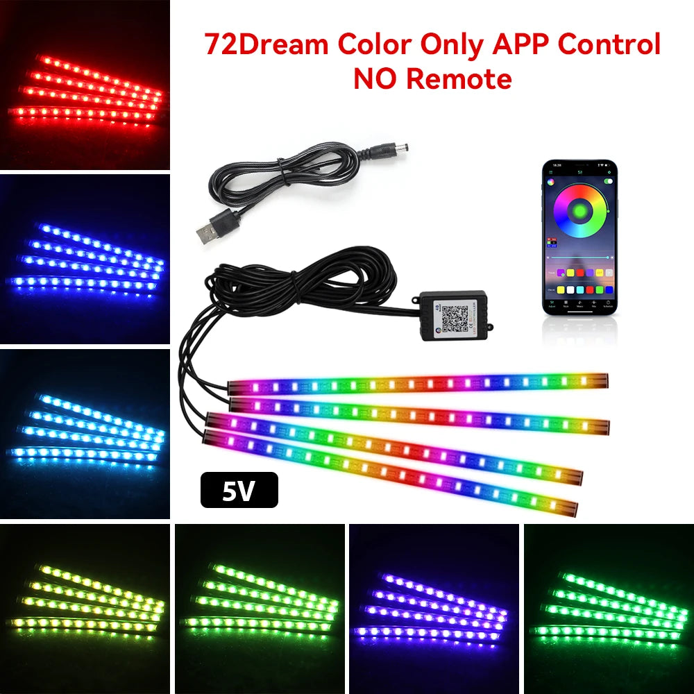 Automotive Ambient Light Foot Interior Modification LED Ambient Light Car USB/Cig Music Atmosphere Decorative Strip Lamp
