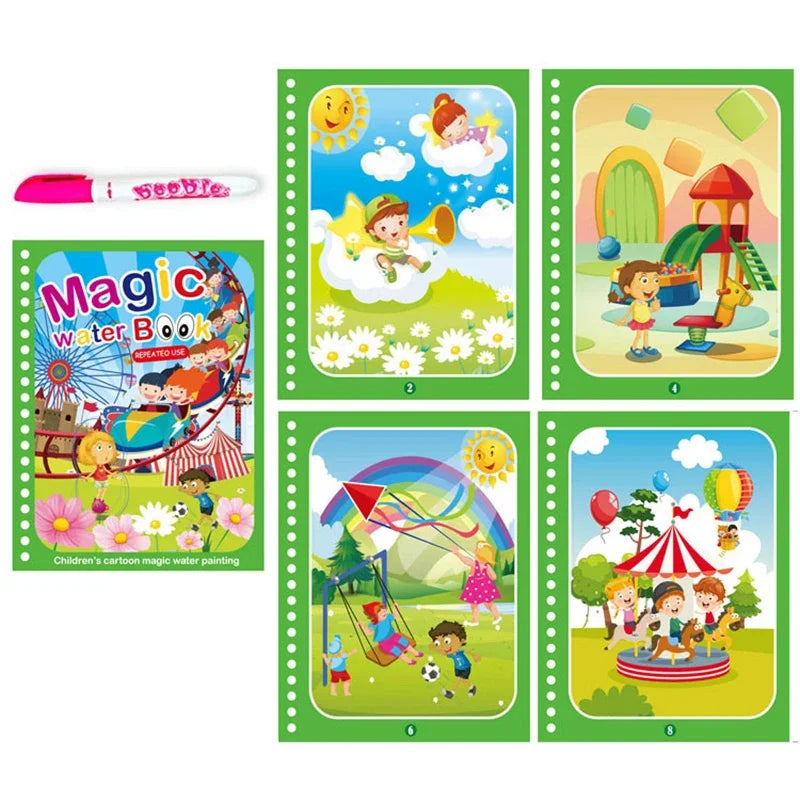 Children Early Education Toys Magical Book with Pen Water Drawing Toys Gift Reusable Coloring Book Magic Drawing Book
