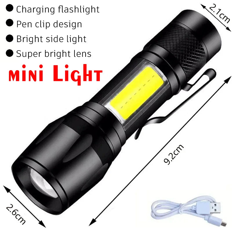 High Strong Power Led Flashlights 2000LM Tactical Torch with Display Light USB Charging Camping Fishing Emergency Zoom Lantern