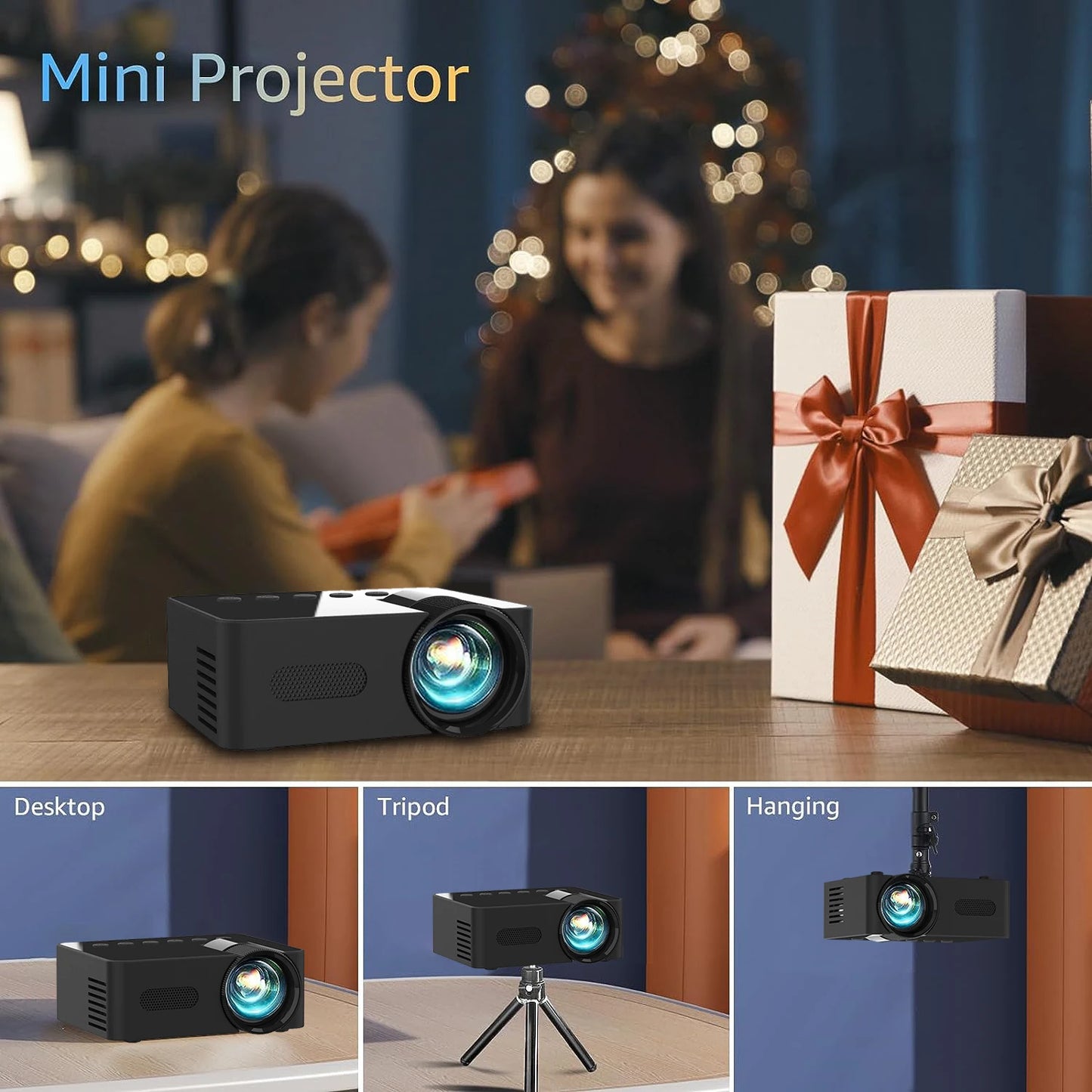 YT100 Mini Projector Mobile Video Wifi Smart Portable Home Theater Wireless Multiscreen for iPhone Android Cinema Kids Gift