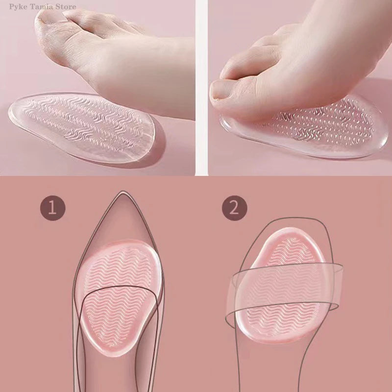 Silicone Forefoot Pad Women High Heel Anti-Slip Insoles Sandals Pain Relief Foot Care Cushion Self-adhesive Shoes Half Inserts