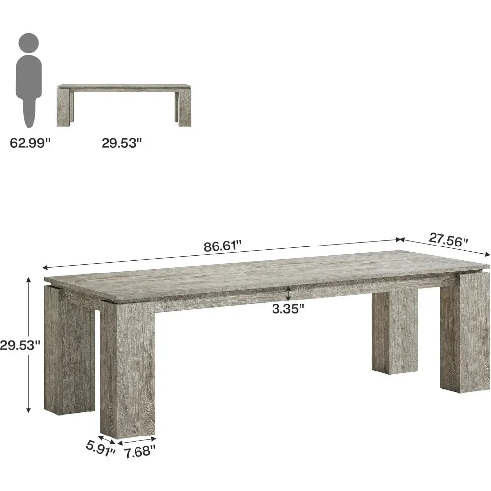 7 ft Extra Long Conference Table, 86-Inch Office Meeting Room Table, Modern Industrial Rectangle Gray Seminar Desk for 8 (1)