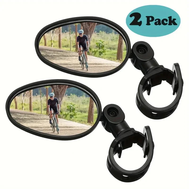 2pcs Black 360° Adjustable Bicycle Rearview Mirror with Wide Angle Lens - Durable PVC, Universal Fit for Road & Mountain Bikes