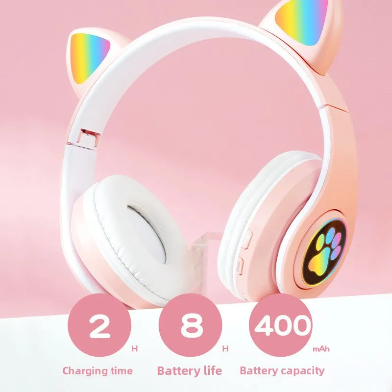 New arrival bluetooth ear head b39 cat ear luminous bluetooth ear head wearable foldable card mobile phone wireless headset neut