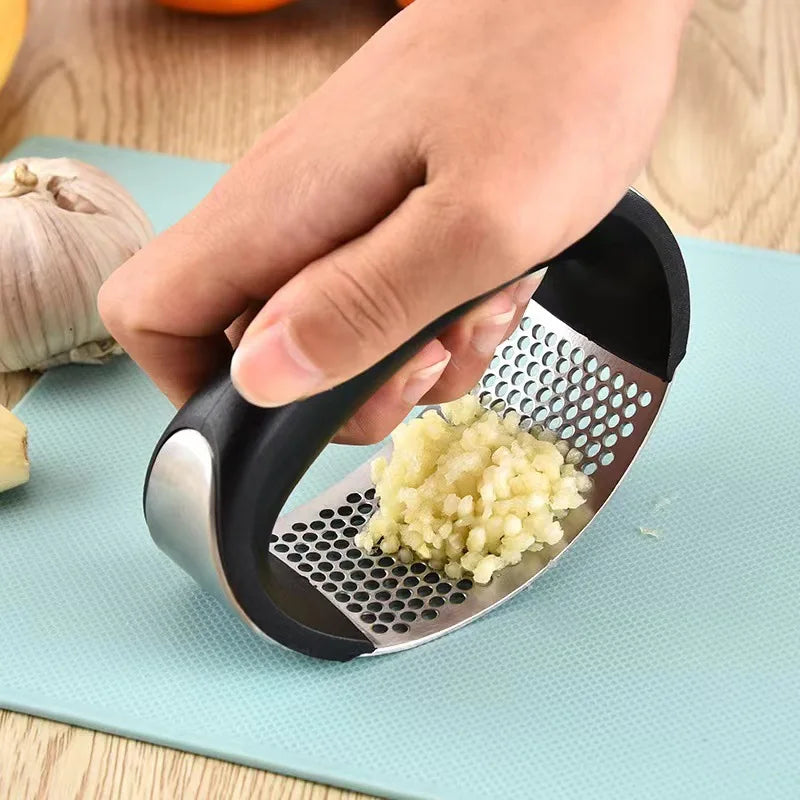 Manual Stainless Steel Garlic Mincer, Garlic Crusher Press for Fruits & Vegetables, Kitchen Food Processor Tool