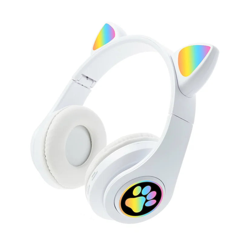 New arrival bluetooth ear head b39 cat ear luminous bluetooth ear head wearable foldable card mobile phone wireless headset neut