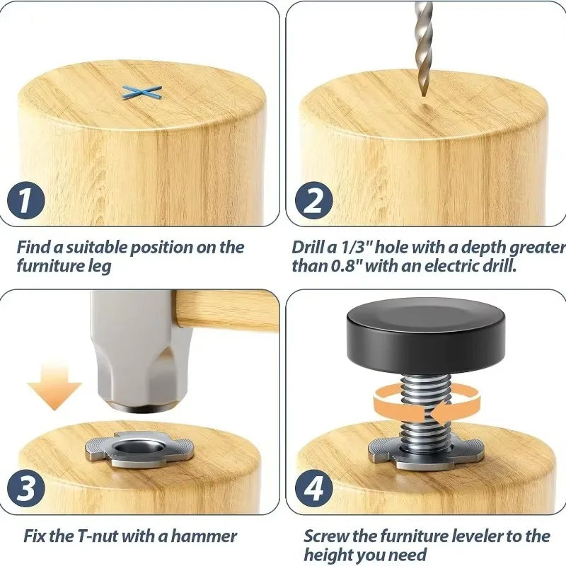 1-12pcs Anti Slip Glide Leveling Foot Pad Adjustable Foot Pad Home Hardware Floor Protection Mat Table Chair Furniture Leg Cover