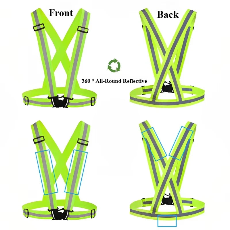 High Elasticity Reflective Safety Vests Lightweight Adjustable Elastic Vest Jacket Strips For Traffic Control Running Riding