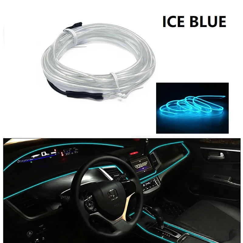 1/2/3/4/5M LED Car Interior Decoration Light EL Wiring Light USB wire control Auto DIY Flexible Ambient Light Neon Strip