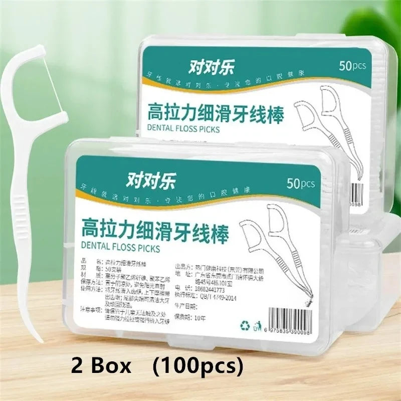 1/2/5/10 Box Portable Disposable Dental Floss Plastic Toothpick High-tension Dental Floss Stick Dental Floss Box ﻿Oral Care