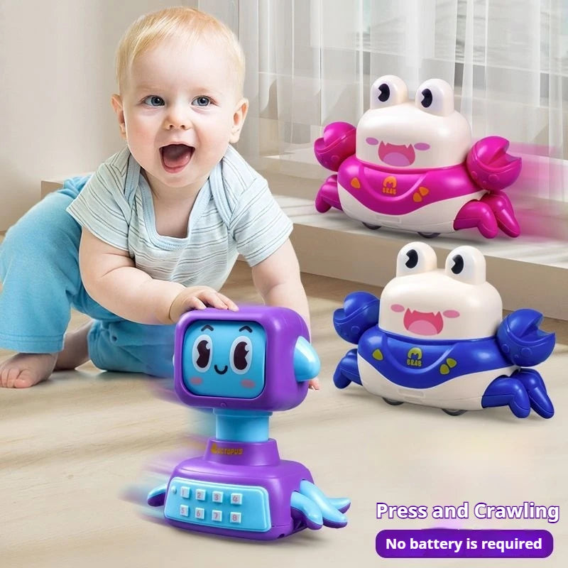 Press Pull Back Crawling Escape Crab Kids Toy Run Away Walking Octopus Educational Infant Baby Learning Crawl Interactive Toys
