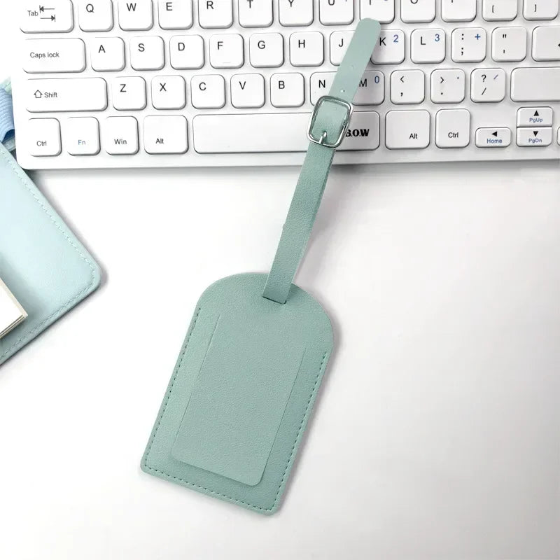 Leather Business Travel Luggage Tag Suitcase Address Label Luggage Boarding Case Label Name ID Address Clip Travel Accessories