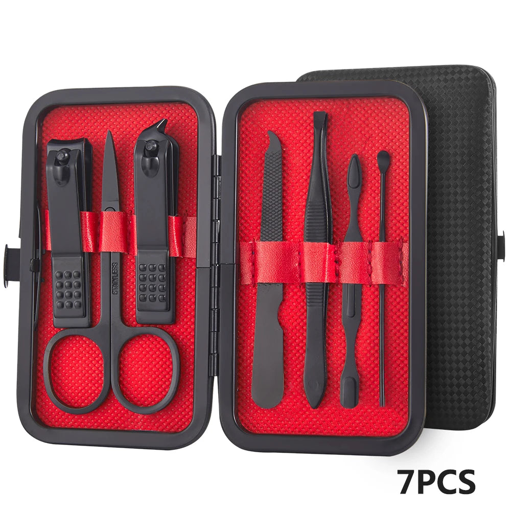 8/12/15/20/24 pcs Manicure Cutters Nail Clipper Set Household Stainless Steel Ear Spoon Pedicure Scissors Tool For Beauty