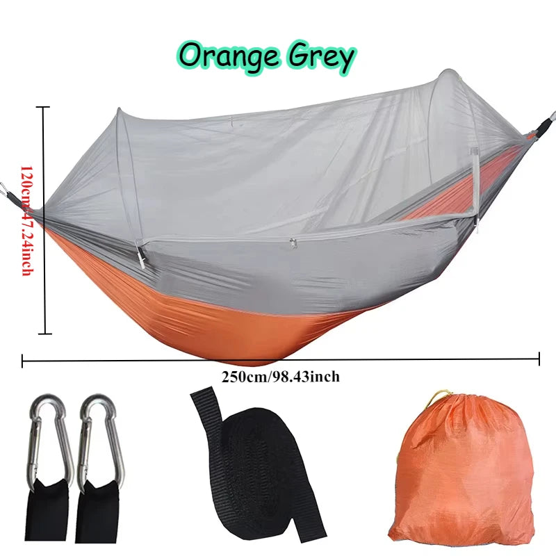 Outdoor Camping Hammock High Strength Parachute Fabric With Mosquito Net Lightweight Hanging Hammocks Hanging Bed Net 250x120cm