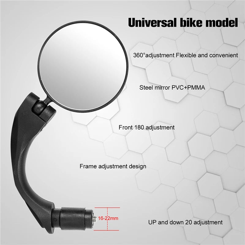 WEST BIKING Bicycle HD Rearview Mirror 360 Rotation Adjustable Bike Wide Angle Back Convex Mirror Handlebar Plug Cycling Safety