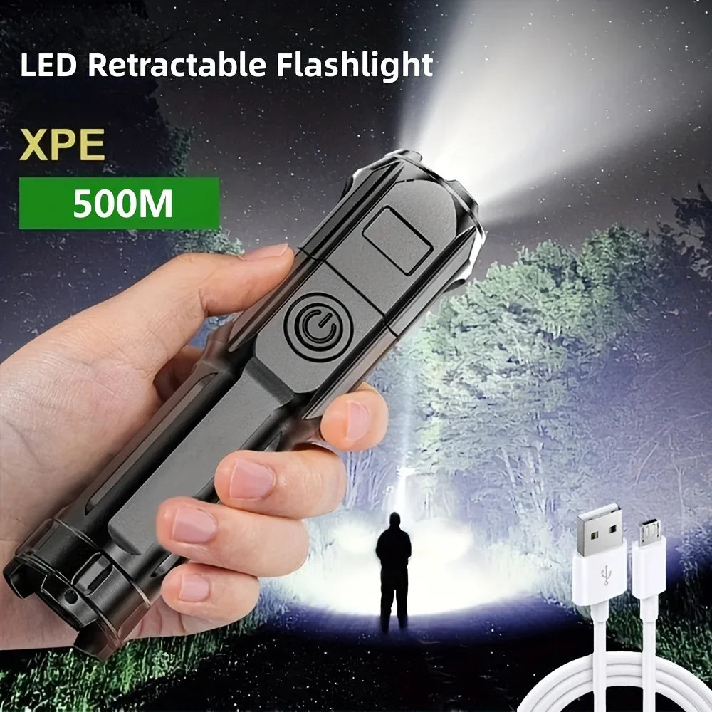 Powerful LED Flashlight Rechargeable USB Waterproof Zoom Fishing Hunting Camping 100,00 Lumen Tactical Flashlight LED Torch