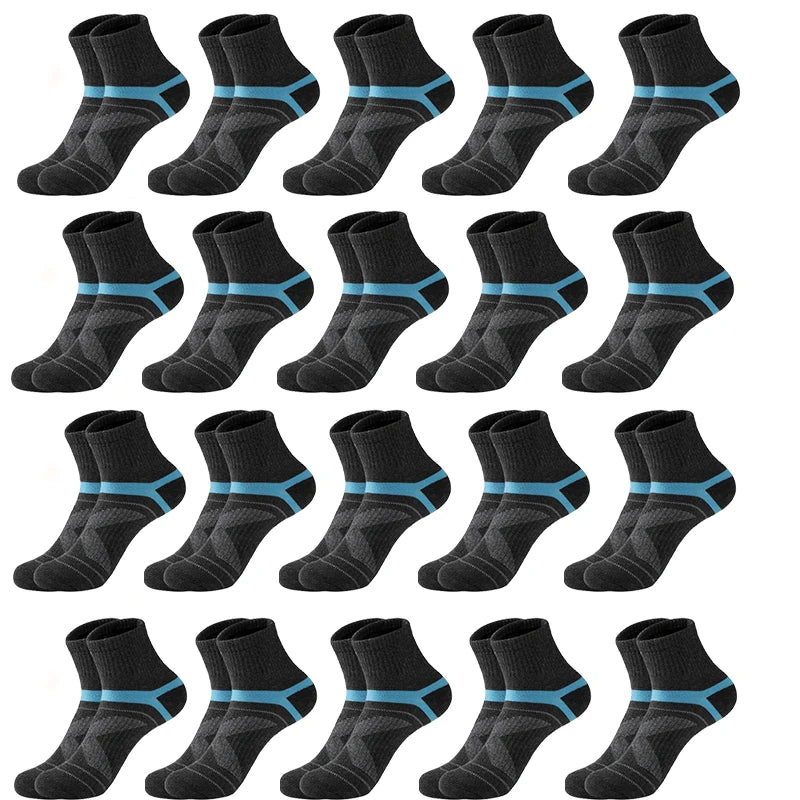 3/5/10/20 Pairs Lot Men's Socks Black Sports Socks Casual Run Autumn Winter High Quality Breathable Male Socks