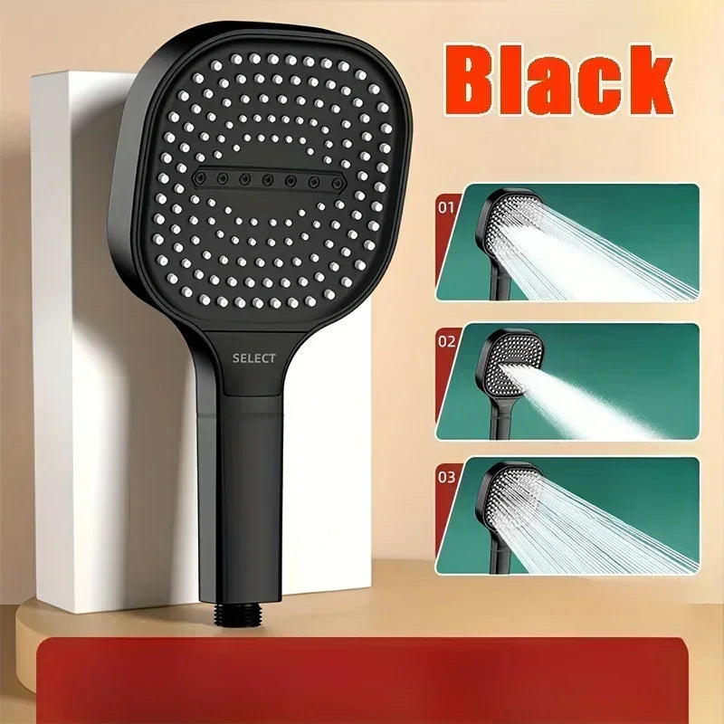 Large Panel Shower Head 3 Modes Adjustable High Pressure Water Massage Shower Head Water Saving Bathroom Accessories