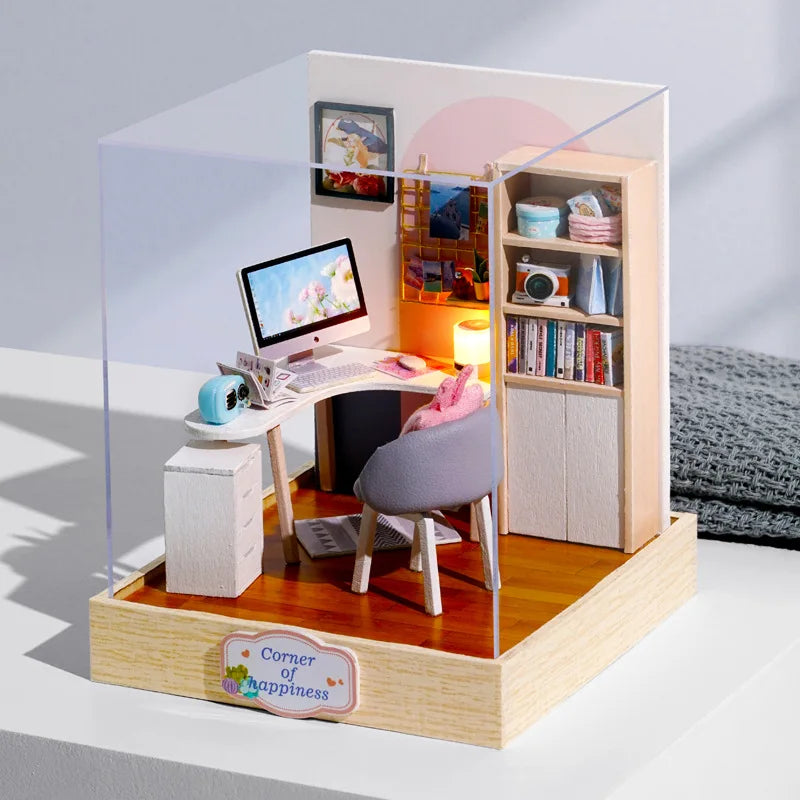 DIY Miniature Doll House 3D Puzzle Building Assembly Kit For Making Room Toys Home Bedroom Decorations With Furniture DollHouses