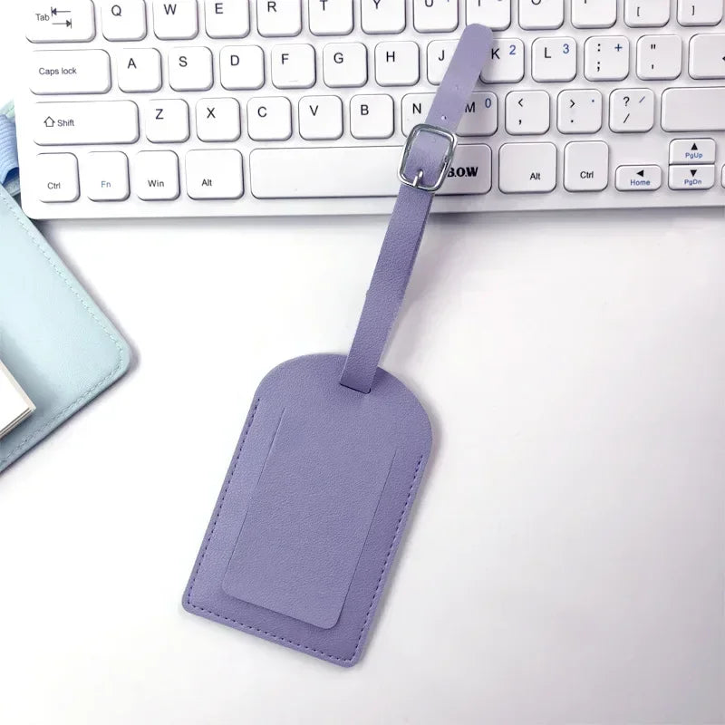 Leather Business Travel Luggage Tag Suitcase Address Label Luggage Boarding Case Label Name ID Address Clip Travel Accessories