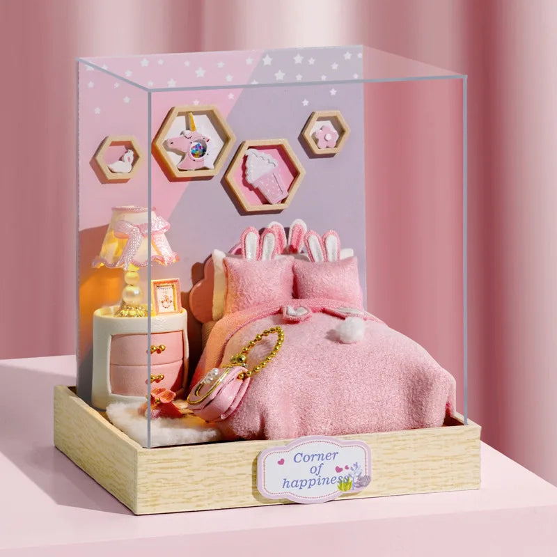 DIY Miniature Doll House 3D Puzzle Building Assembly Kit For Making Room Toys Home Bedroom Decorations With Furniture DollHouses