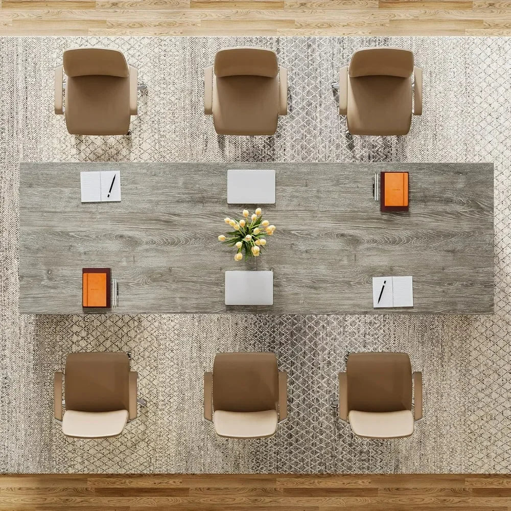 7 ft Extra Long Conference Table, 86-Inch Office Meeting Room Table, Modern Industrial Rectangle Gray Seminar Desk for 8 (1)