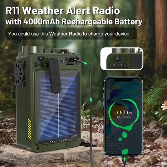 R11 hand cranked power generation emergency full band radio solar charging flashlight Bluetooth speaker SOS outdoor speakers