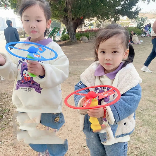 Launcher Spinner Pull Flying Disc Toys Rotating Atmosphere Prop Ripcord Sky Spin Toys Cartoon Educational Dragonfly Toy Gift