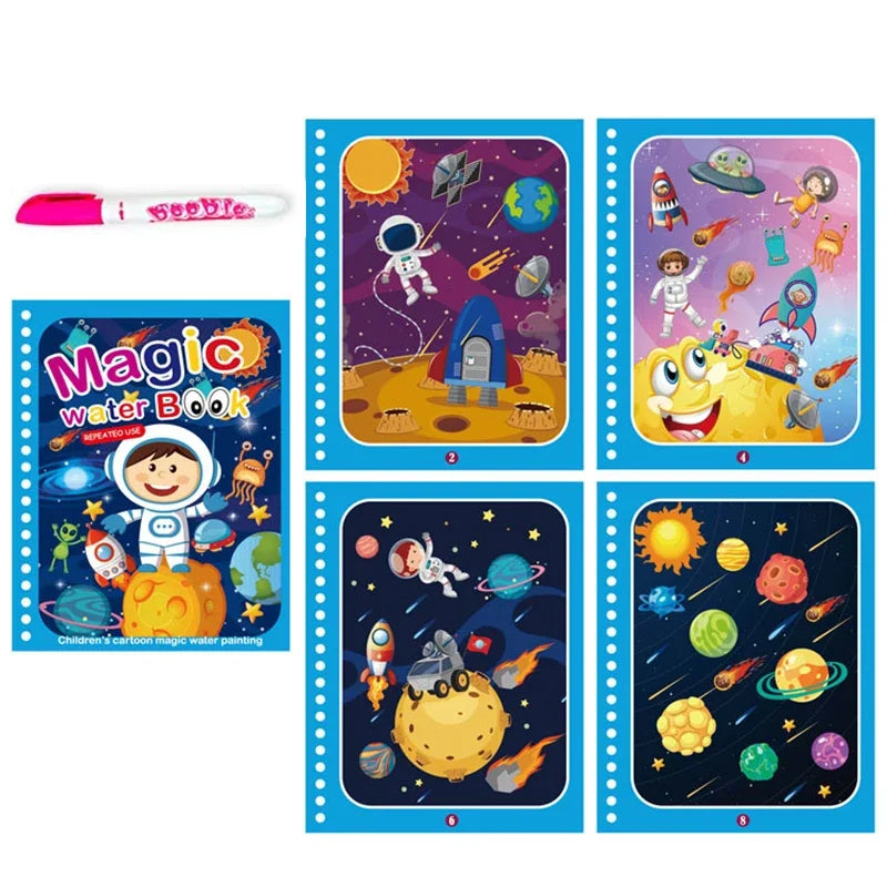 Children Early Education Toys Magical Book with Pen Water Drawing  Toys Gift Reusable Coloring Book Magic Drawing Book