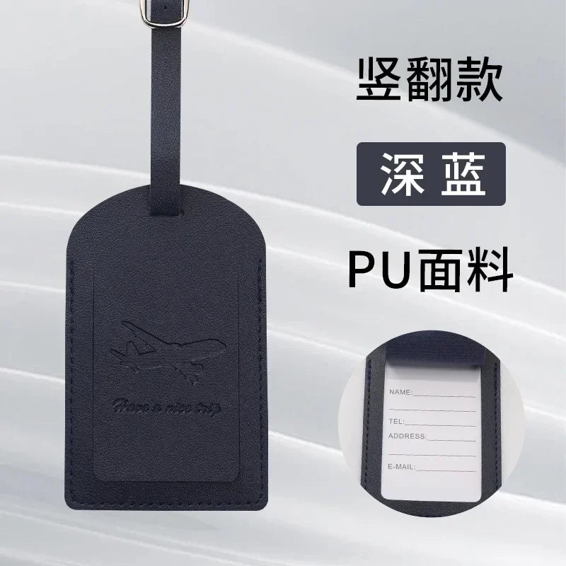 1PCS PU Leather Business Luggage Tag Suitcase Address Label Luggage Boarding Case Label Name ID Address Clip Travel Accessories