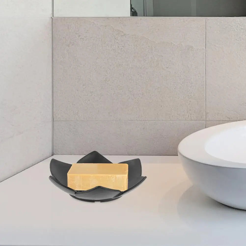 2Pcs Black Silicone Soap Holder Portable Bathroom Drain Tray Kitchen Cleaning Sponge Stand Self Draining Sink Storage