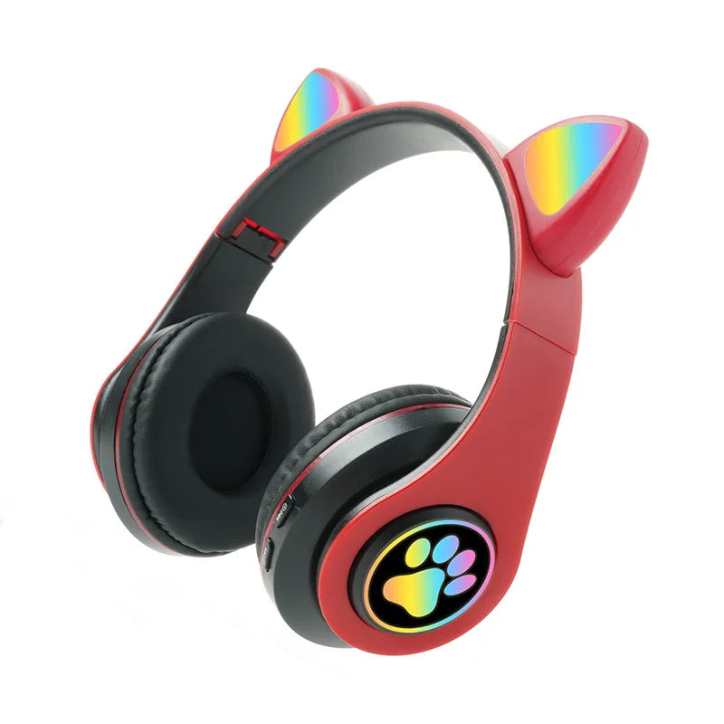 New arrival bluetooth ear head b39 cat ear luminous bluetooth ear head wearable foldable card mobile phone wireless headset neut