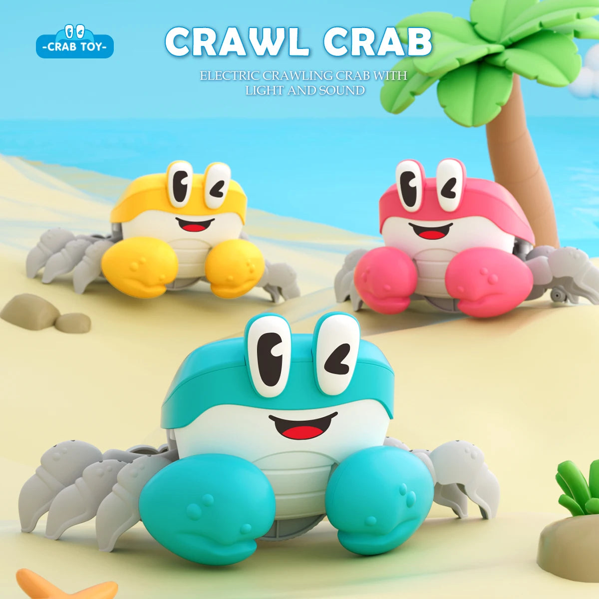 Crawling Crab Baby Toy, Learning Crawl Toys Crab with Music Dancing Walking Moving Induction Gifts for 3+ Boys and Girls
