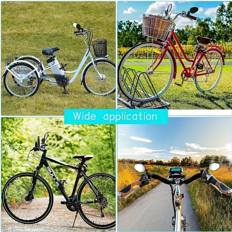 2pcs Black 360° Adjustable Bicycle Rearview Mirror with Wide Angle Lens - Durable PVC, Universal Fit for Road & Mountain Bikes