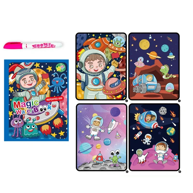 Children Early Education Toys Magical Book with Pen Water Drawing  Toys Gift Reusable Coloring Book Magic Drawing Book