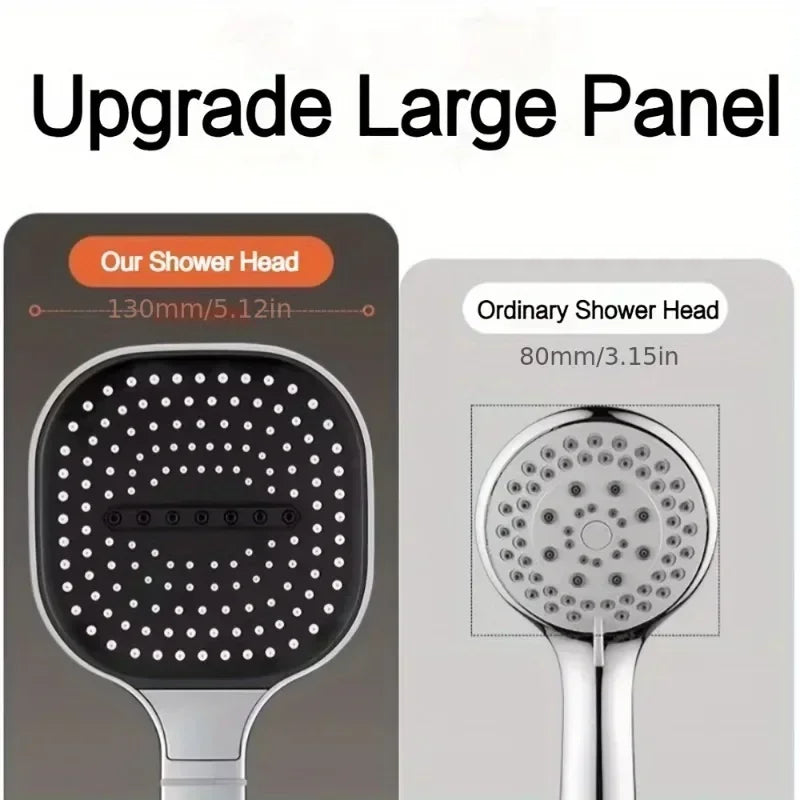 Large Panel Shower Head 3 Modes Adjustable High Pressure Water Massage Shower Head Water Saving Bathroom Accessories