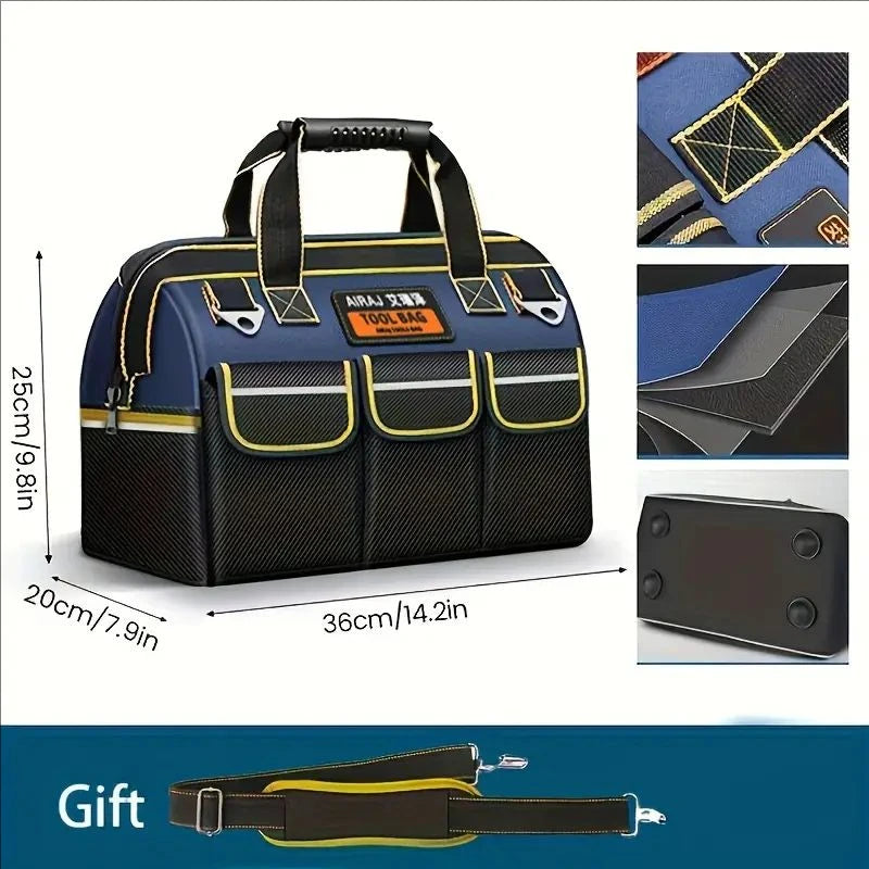 Multifunctional Tool Bag Large Capacity Oxford Canvas Waterproof Bag Thicken Wear-Resistant Tool Repair Storage Electrician Bag