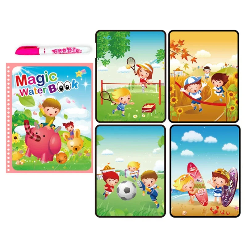 Children Early Education Toys Magical Book with Pen Water Drawing  Toys Gift Reusable Coloring Book Magic Drawing Book