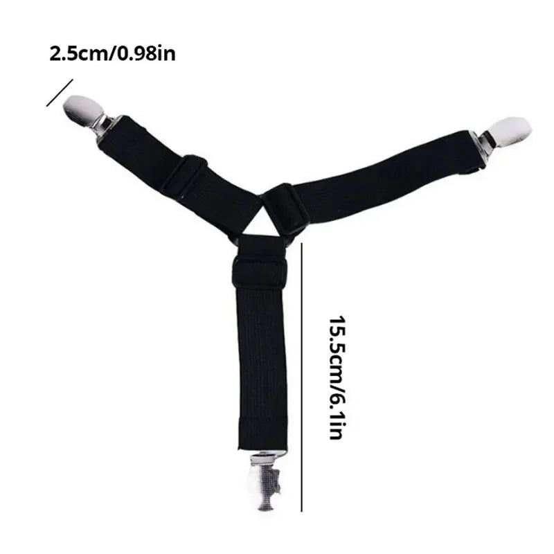 4Pcs Adjustable Bed Sheet And Quilt Holder for Bed Sheet Organizer Mattress Cover Clip For Home Elastic Straps Adjustable Clips
