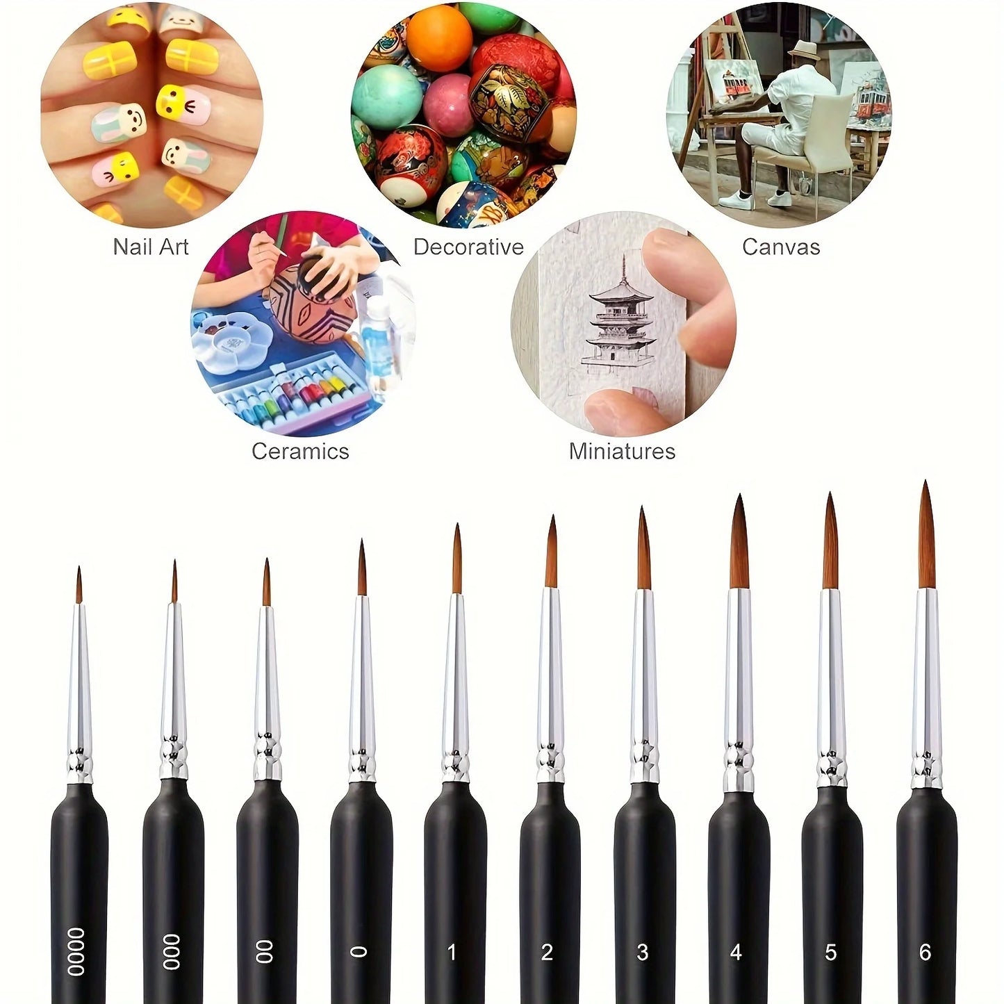 10/11pcs Miniature Paint Brushes, Detail Tip Paint Brushes Set With Ergonomic Handle - Suitable For Acrylic Painting, Oil, Wat