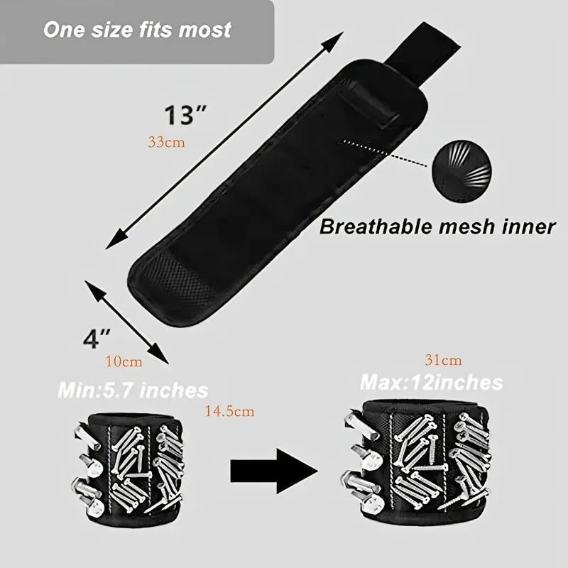 1pcs Multifunctional Magnetic Wristband for Holding Screws Nails Drilling Bits Wrist Tool Holder Belts with Magnets Gadgets