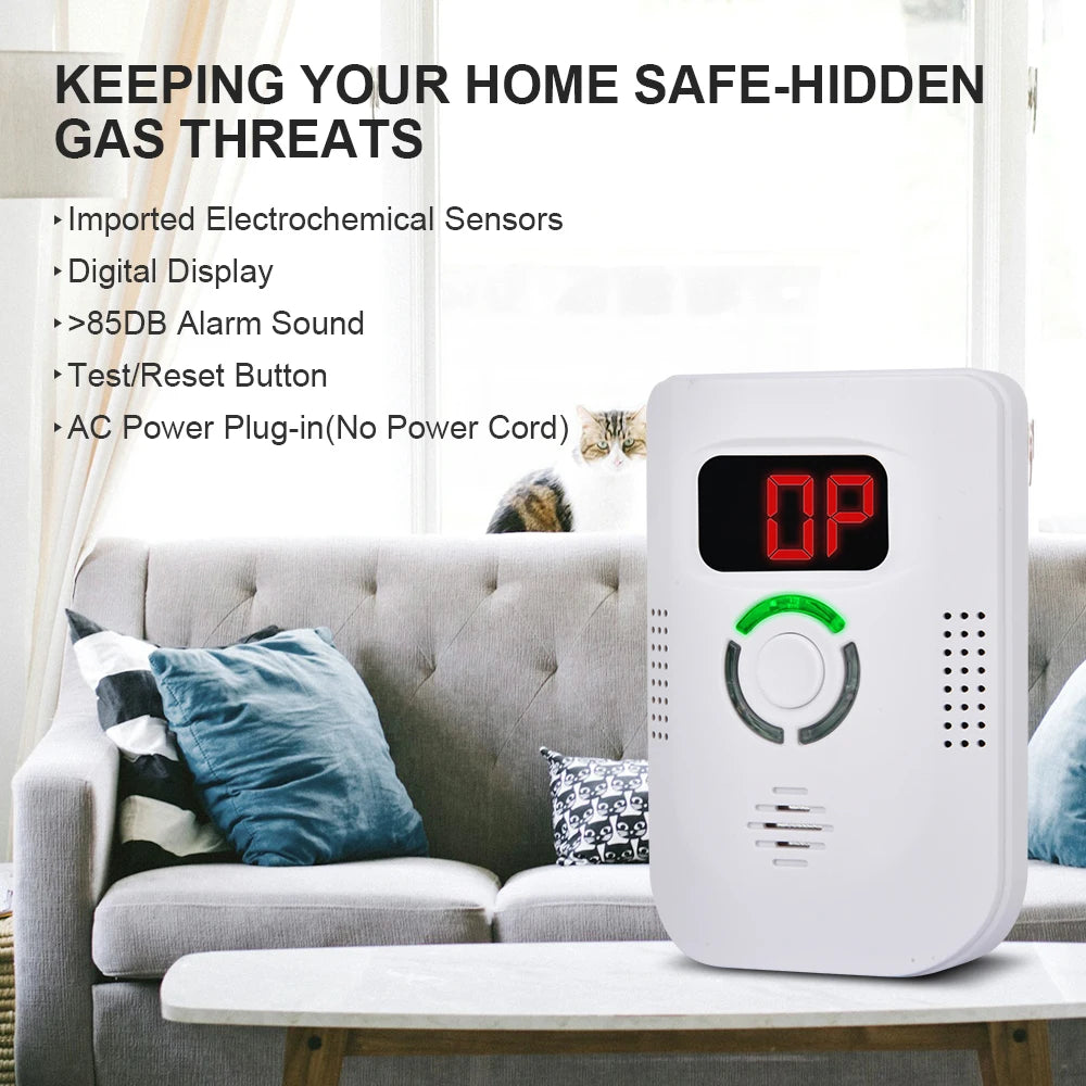 CO Sensor Carbon Monoxide Detector Plug In Alarm 85dB Siren Sound Independent CO Poisoning Warning Alarm Detector CO Meter