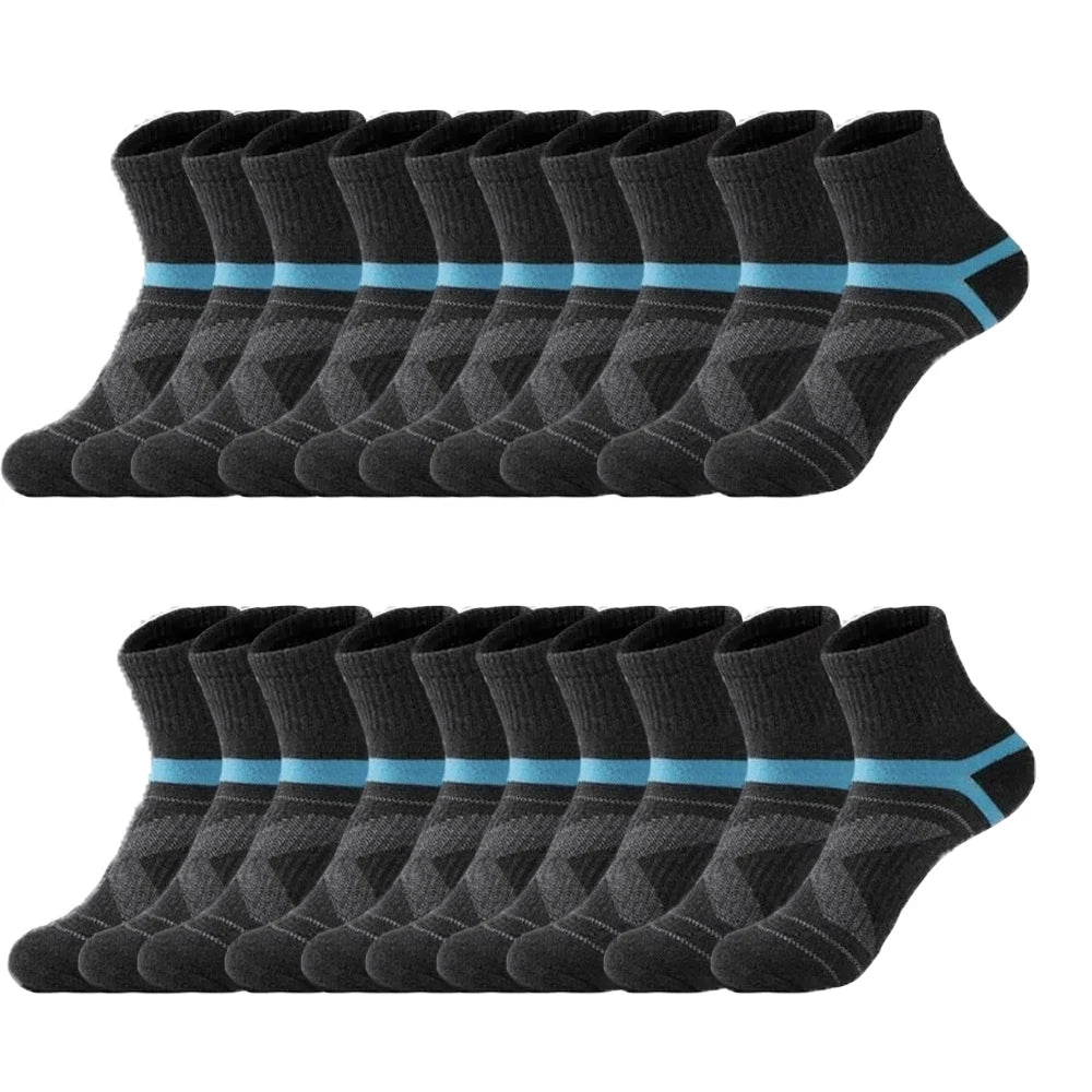 3/5/10/20 Pairs Lot Men's Socks Black Sports Socks Casual Run Autumn Winter High Quality Breathable Male Socks