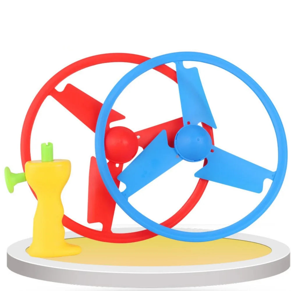 Launcher Spinner Pull Flying Disc Toys Rotating Atmosphere Prop Ripcord Sky Spin Toys Cartoon Educational Dragonfly Toy Gift
