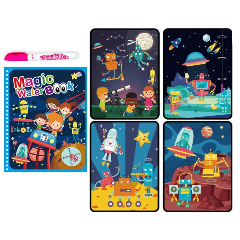 Children Early Education Toys Magical Book with Pen Water Drawing  Toys Gift Reusable Coloring Book Magic Drawing Book
