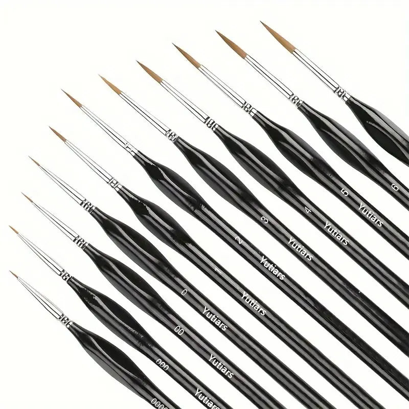 10/11pcs Miniature Paint Brushes, Detail Tip Paint Brushes Set With Ergonomic Handle - Suitable For Acrylic Painting, Oil, Wat