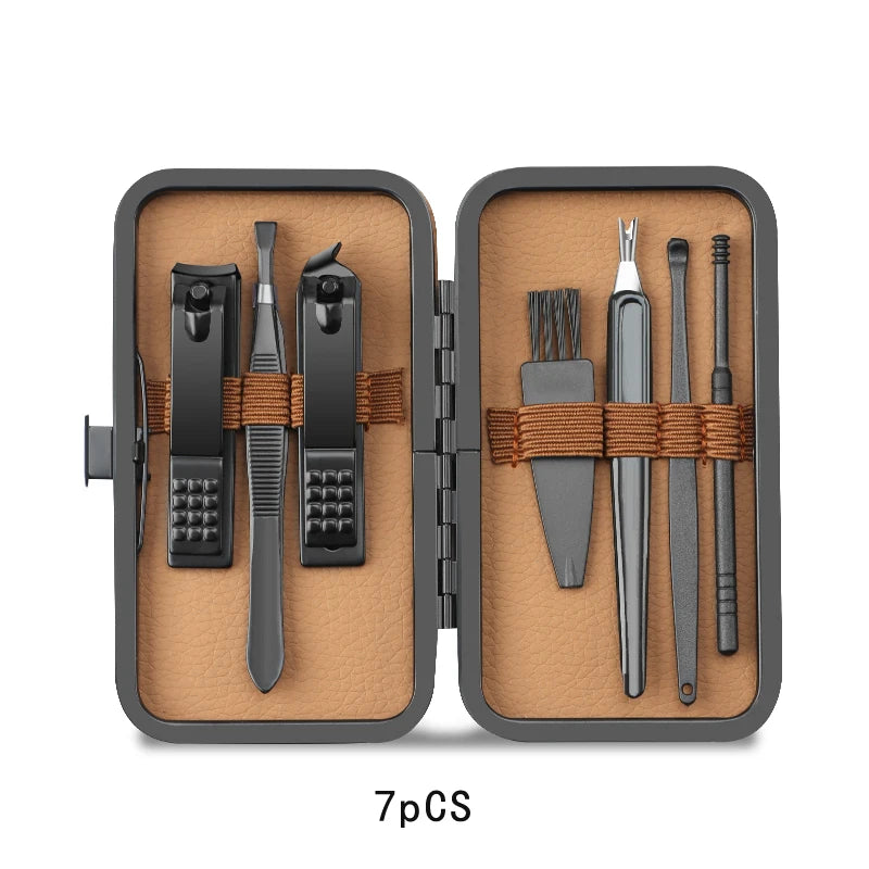 8/12/15/20/24 pcs Manicure Cutters Nail Clipper Set Household Stainless Steel Ear Spoon Pedicure Scissors Tool For Beauty