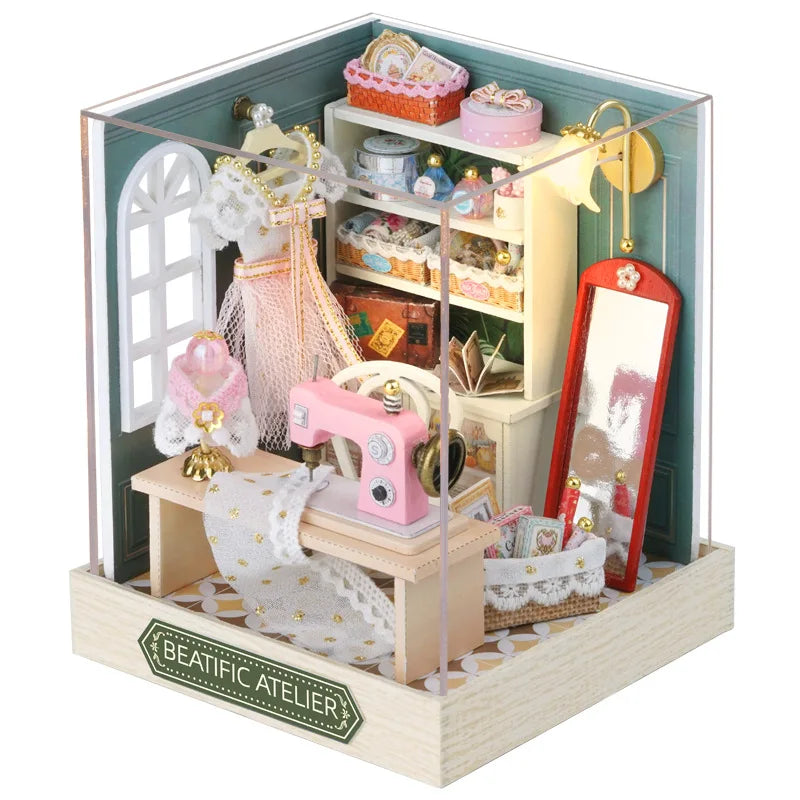 DIY Miniature Doll House 3D Puzzle Building Assembly Kit For Making Room Toys Home Bedroom Decorations With Furniture DollHouses
