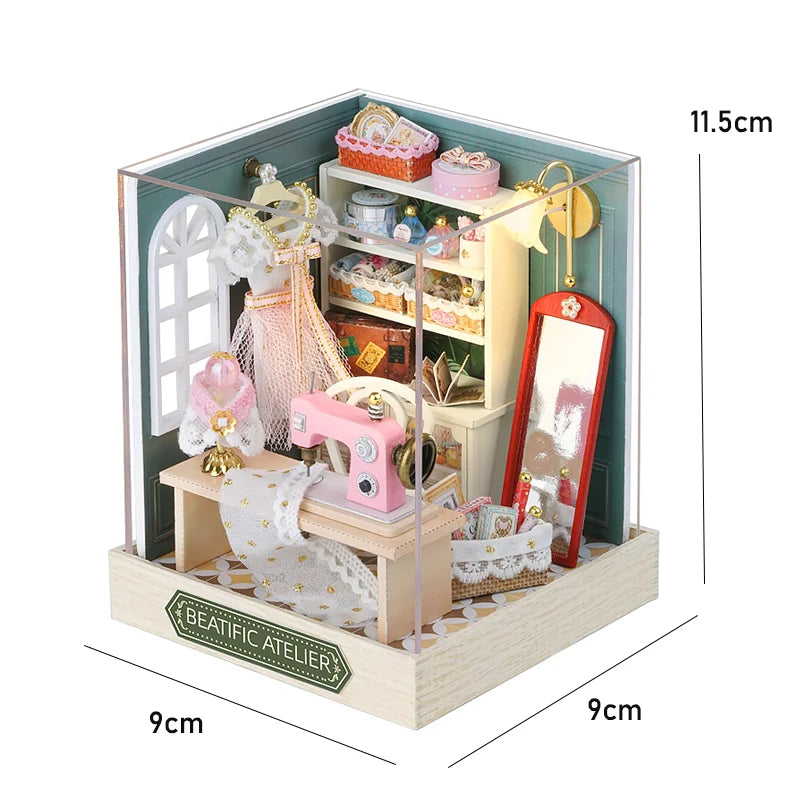 Mini Doll House DIY Small House Kit Handmade 3D Puzzle Assembly Model Building Room Bedroom Decoration Wooden Craft BirthdayGift